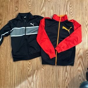 Puma Kids' Black and Red Jackets with Gray and Orange Accents